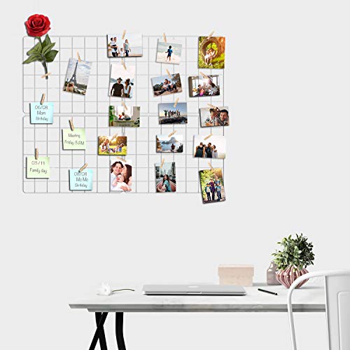 Wire Wall Grid Panel Photo Display Set, 31x24 Inch White Collage Frame (2 Pack)
