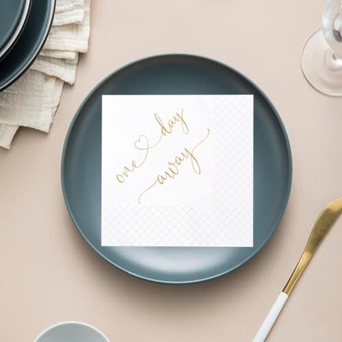 Geloar Gold 50 Rehearsal Dinner Cocktail Napkins - Bulk 2-Ply Paper Party Supplies