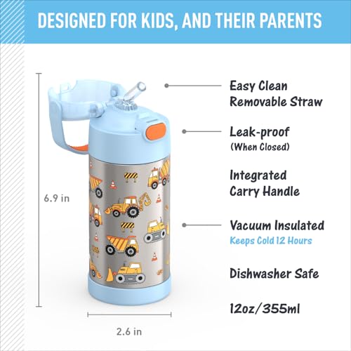 THERMOS FUNtainer 12oz Kids Insulated Water Bottle, Construction