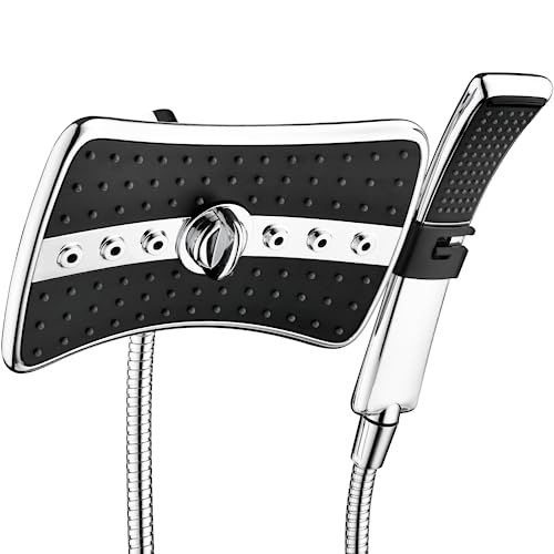 BRIGHT SHOWERS Chrome Dual Shower Head Combo with 2.5 GPM & 60-Inch Hose