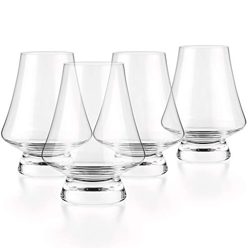 LUXBE Set of 4 Crystal Bourbon Whisky Tasting Glasses - 7oz Snifter with Narrow Rim, Handcrafted