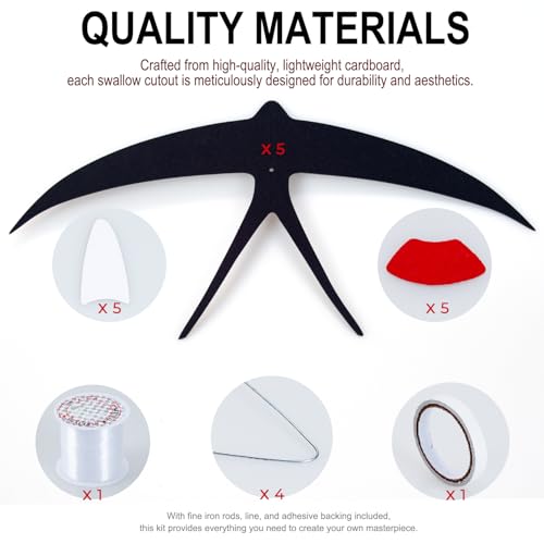 DIY Flying Swallow Hanging Mobile Kit, 5-Piece Decorative Bird Set