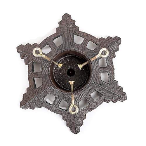 Cast Iron Christmas Tree Stand with Snowflake Base, Fits Up to 6ft Trees