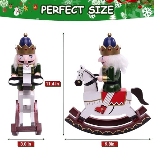 Tngan Red Wooden Rocking Horse Nutcracker Christmas Decor - Soldier Figurine