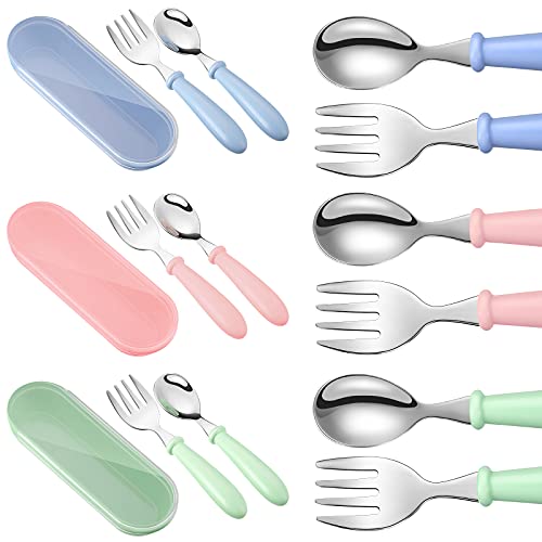 Toddler Utensils Stainless Steel Fork and Spoon Set with Case