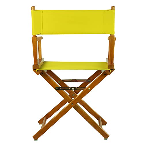 Solid Wood Director's Chair, Foldable Portable Seat with Yellow Canvas