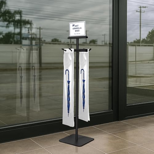 Umbrella Bag Stand with 200 Disposable Bags, Heavy-Duty Metal Holder