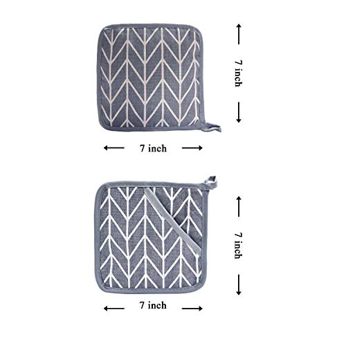 4-Piece Oven Mitt and Pot Holder Set, Heat-Resistant Silicone Non-Slip Grey