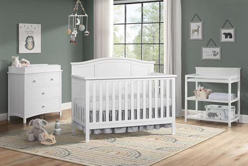 Emerson 4-in-1 Convertible Crib - Solid Wood Snow White Nursery Furniture
