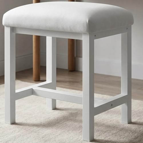 Small Vanity Stool with Faux Leather Cushion for Makeup Desk and Bedroom