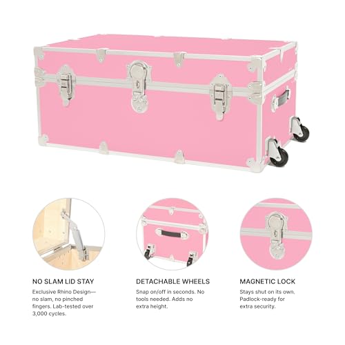 Classic Rolling Storage Trunk, 30-inch Footlocker for Dorm and Camp