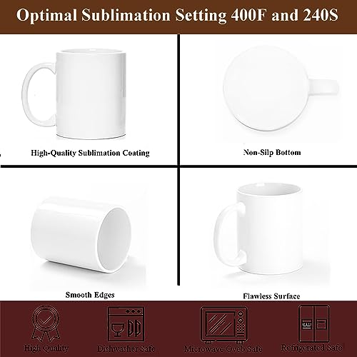 ABBSH 11oz White Sublimation Coffee Mugs Set of 12 with Box - Blank Ceramic for Custom Designs