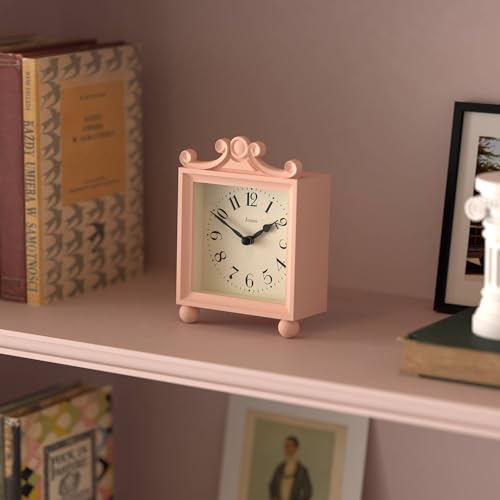 Small Rose Pink Mantel Clock, Classic Carriage Style Table Clock