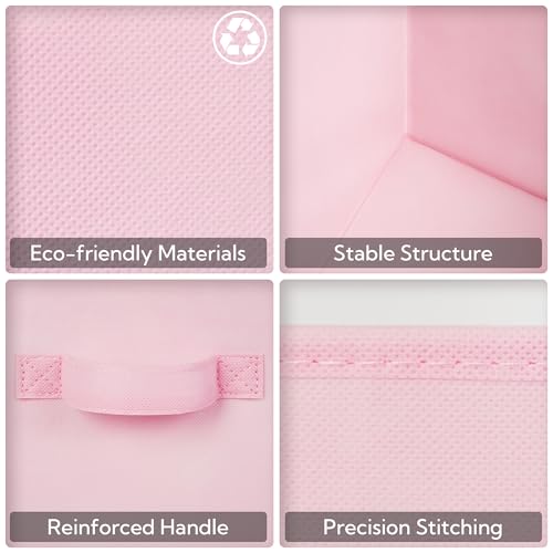 Pink 11-Inch Cube Storage Bins 6-Pack Collapsible Organizer Baskets