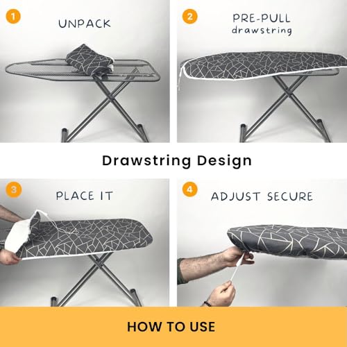 Heavy Duty Ironing Board Cover and Pad 15x54 Inch, Heat Reflective Cotton