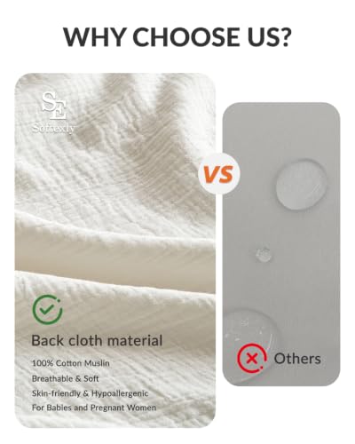100% Washed Cotton Muslin Duvet Cover Set - 3-Piece Queen Bedding, White