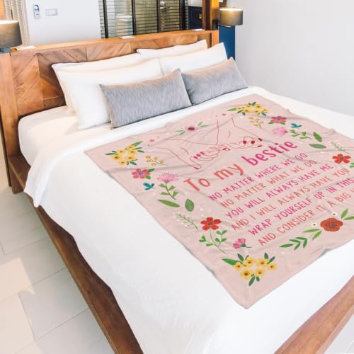 GiltGlimmer Best Friend Blanket 60 x 50 in Pink – Birthday & Christmas Gift for Women, Bestie