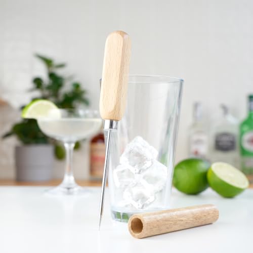 True Spike Stainless Steel Ice Pick with Cover & Wood Handle - 8.5" Bar & Cocktail Tool