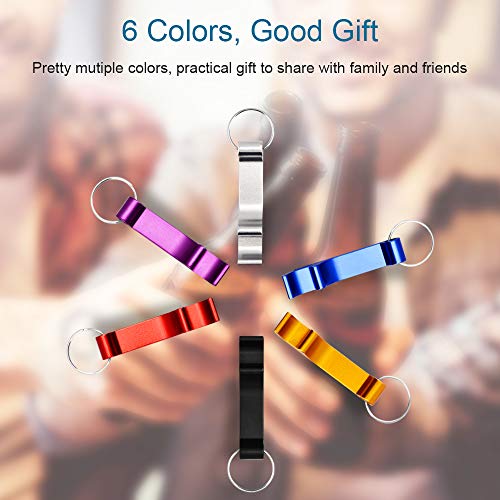 6-Pack Colorful Beer Bottle Openers with Keychains - Easy to Use & Portable