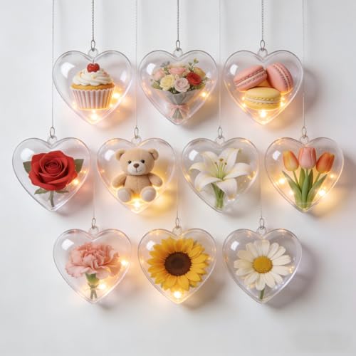 Barelove Heart Fillable Transparent Ornament Ball - 80mm DIY Holiday Decor