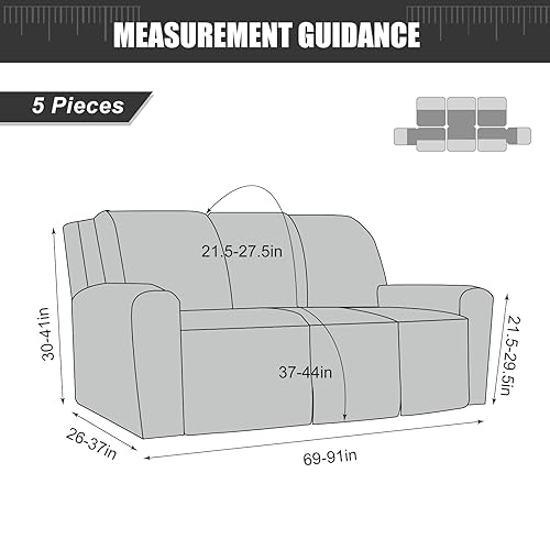 Recliner Sofa Slipcover 5-Piece Stretch Cover for 3-Seat Couch