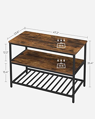 47-Inch Kitchen Island Table with 3-Tier Storage Shelves & Steel Frame