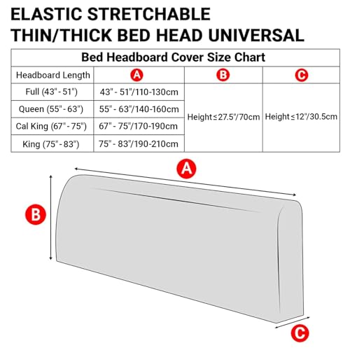 Chenille Bed Headboard Cover - Stretch Velvet Protector for King & Queen Size