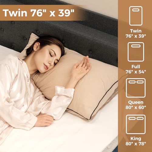 Heated Mattress Pad Twin Size with 9 Heat Settings & Timer
