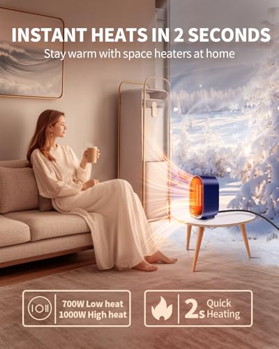 Portable Electric Space Heater for Indoor Use with Overheat Protection