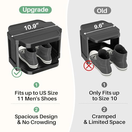 Kitstorack 8-Tier Black Plastic Shoe Rack - Stackable & Space-Saving Organizer
