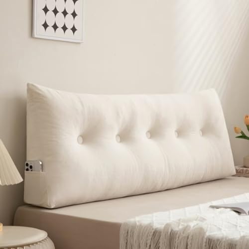 Twin XL Headboard Wedge Pillow - Large Beige Back Support Cushion