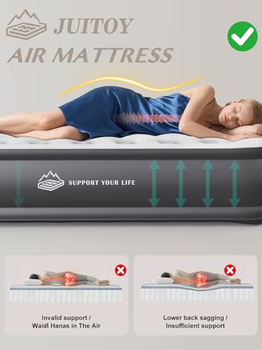 Twin Air Mattress with Built-in Pump and Integrated Pillow