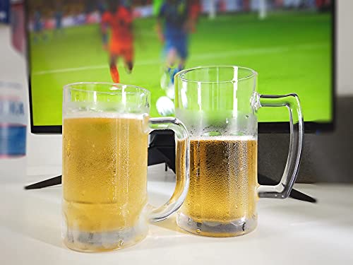 4-Pack Heavy Beer Mugs, 14 oz Large Glass Steins with Handle