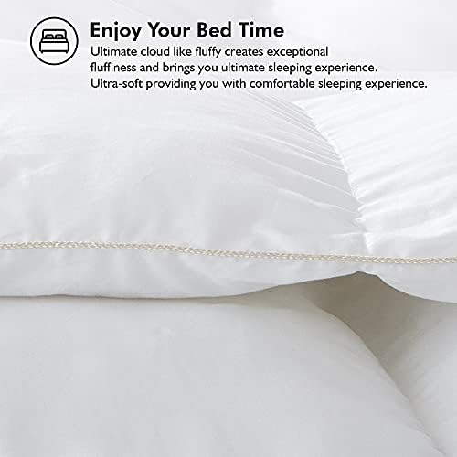 Egyptian Bedding Queen Goose Down Fiber Comforter - All Season Duvet Insert