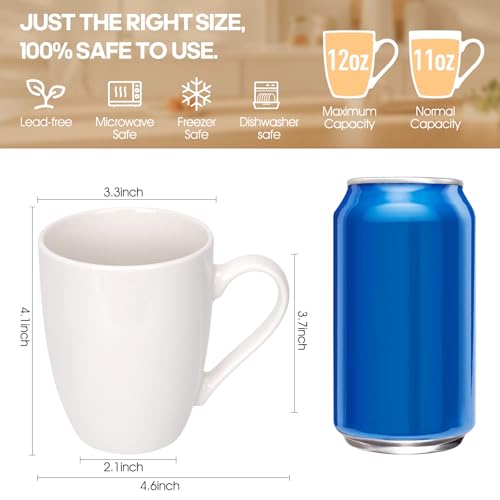 Xihihiaa 6 Pack Ceramic Coffee Mugs Set 12 OZ White - Everyday Drinkware