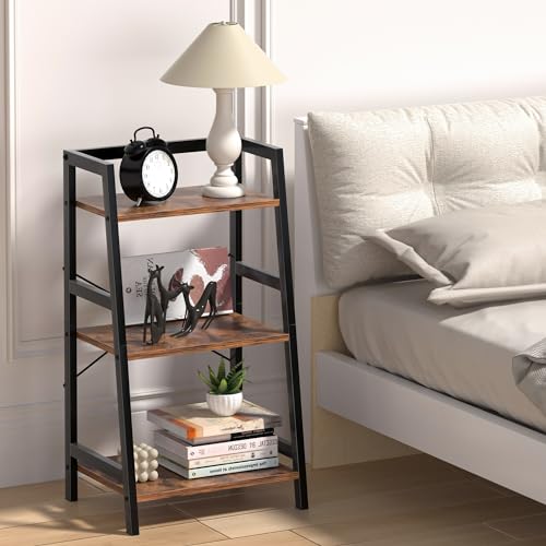 3-Tier Ladder Bookshelf, Small Industrial Storage Rack for Home and Office