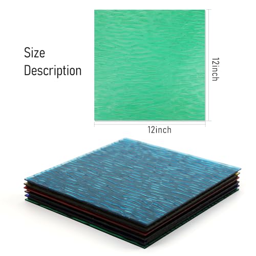 12x12 Inch Stained Glass Panels - 6 Clear Textured Sheets for Crafts