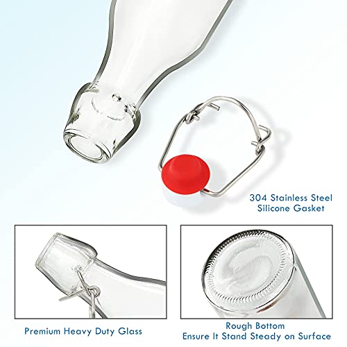 8 oz Clear Swing Top Glass Bottles with Airtight Lids, 9 Pack
