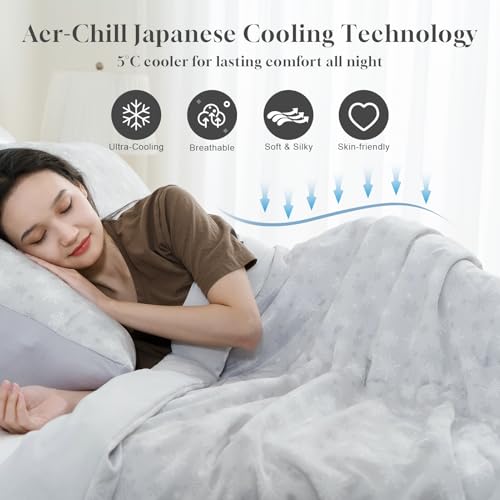 Cooling Comforter - Japanese Q-Max 0.45 Dual-Sided Blanket, Queen 90" x 90"