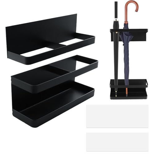 Wall-Mounted Umbrella Stand with Drip Tray, Adjustable Metal Rack