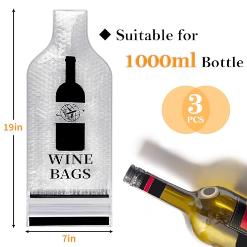 Reusable Wine Bottle Protector Bags for Travel - Leakproof Sleeves (3 Pack)