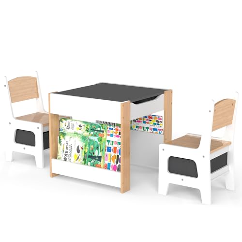 4-in-1 Kids Activity Table and Chair Set with Storage Drawer - Ivory White