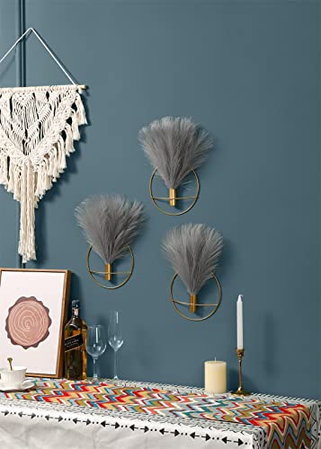 Boho Wall-Mounted Metal Ring Artificial Plant Decor, 2 Pack Hanging Greenery