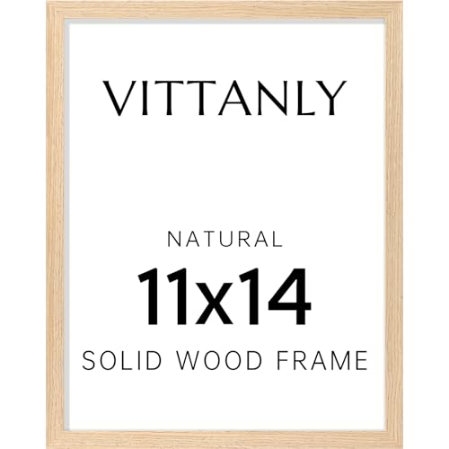 11x14 Solid Wood Picture Frame with Mat for 8x10 Photo - Natural Wood