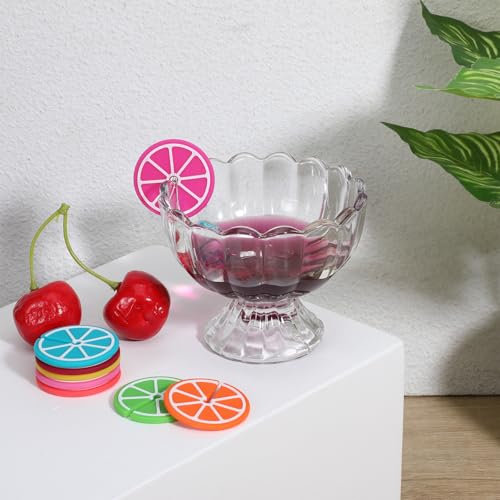 8 pcs Lemon Slice Drink Markers for Glasses - Reusable Silicone Wine Charms