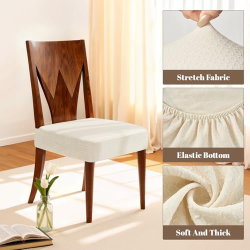 Waterproof Dining Chair Covers Set of 4 - Beige, Stretch & Washable