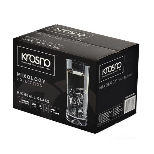 Krosno Water Glasses Set of 6, 300ml (10 oz), Mixology Collection – Elegant Durable Glassware