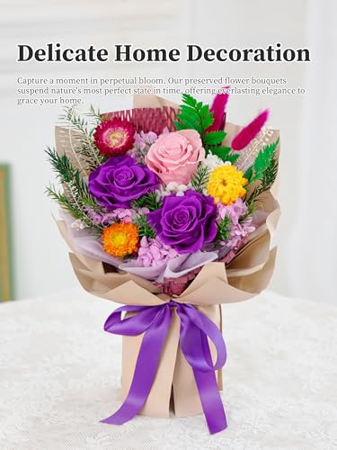 Handmade Preserved Rose Bouquet in Gift Box - Real Eternal Flowers