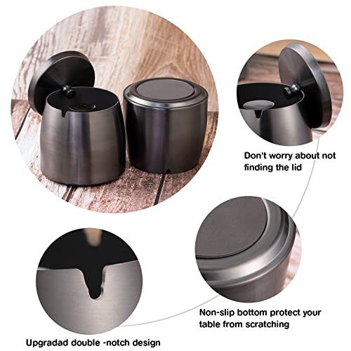 XL Stainless Steel Outdoor Ashtray with Lid - Windproof & Smokeless Design