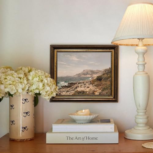 Vintage Small Gold Framed Landscape Canvas Wall Art 12x10 Inch